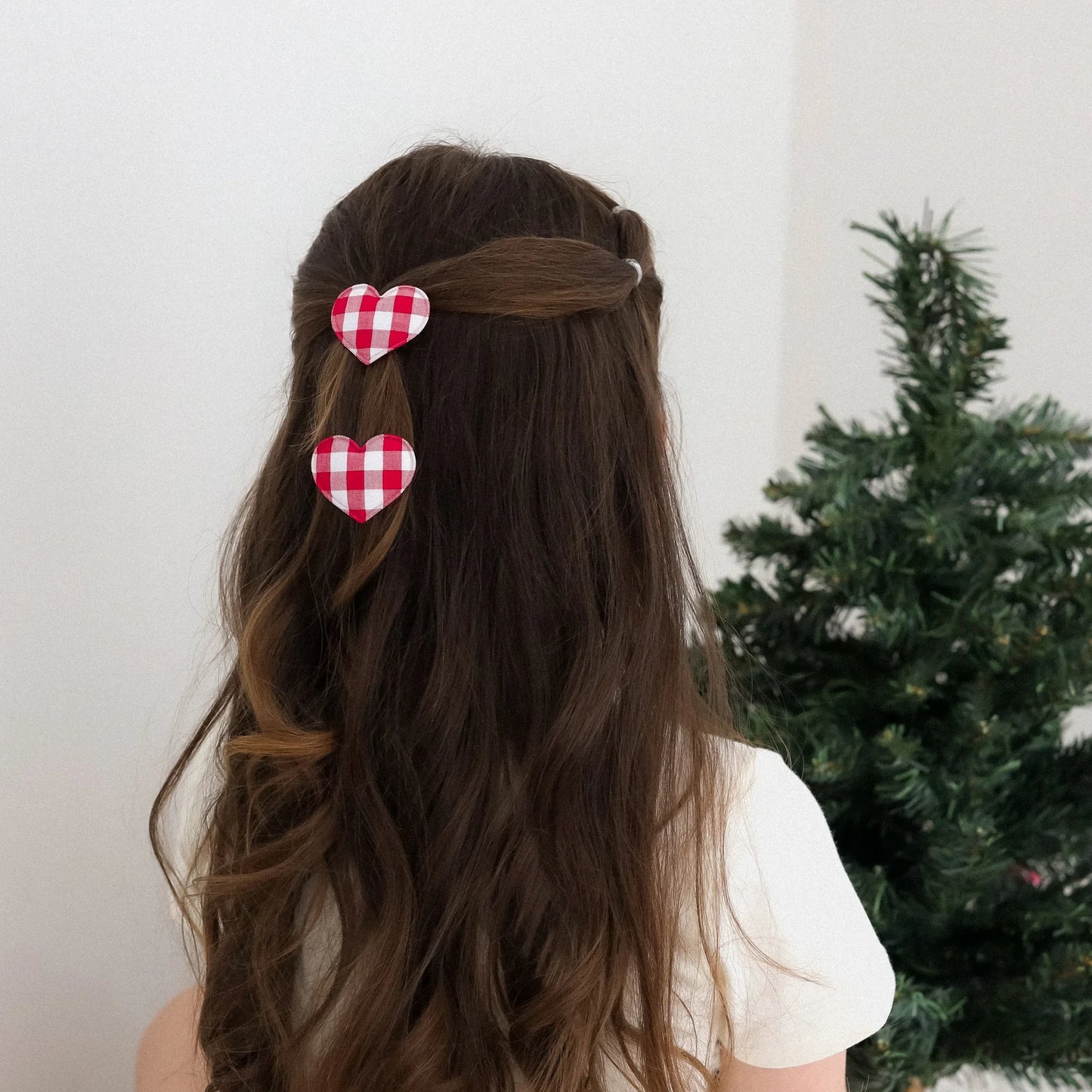 Heart Snap Clips Christmas Gingham