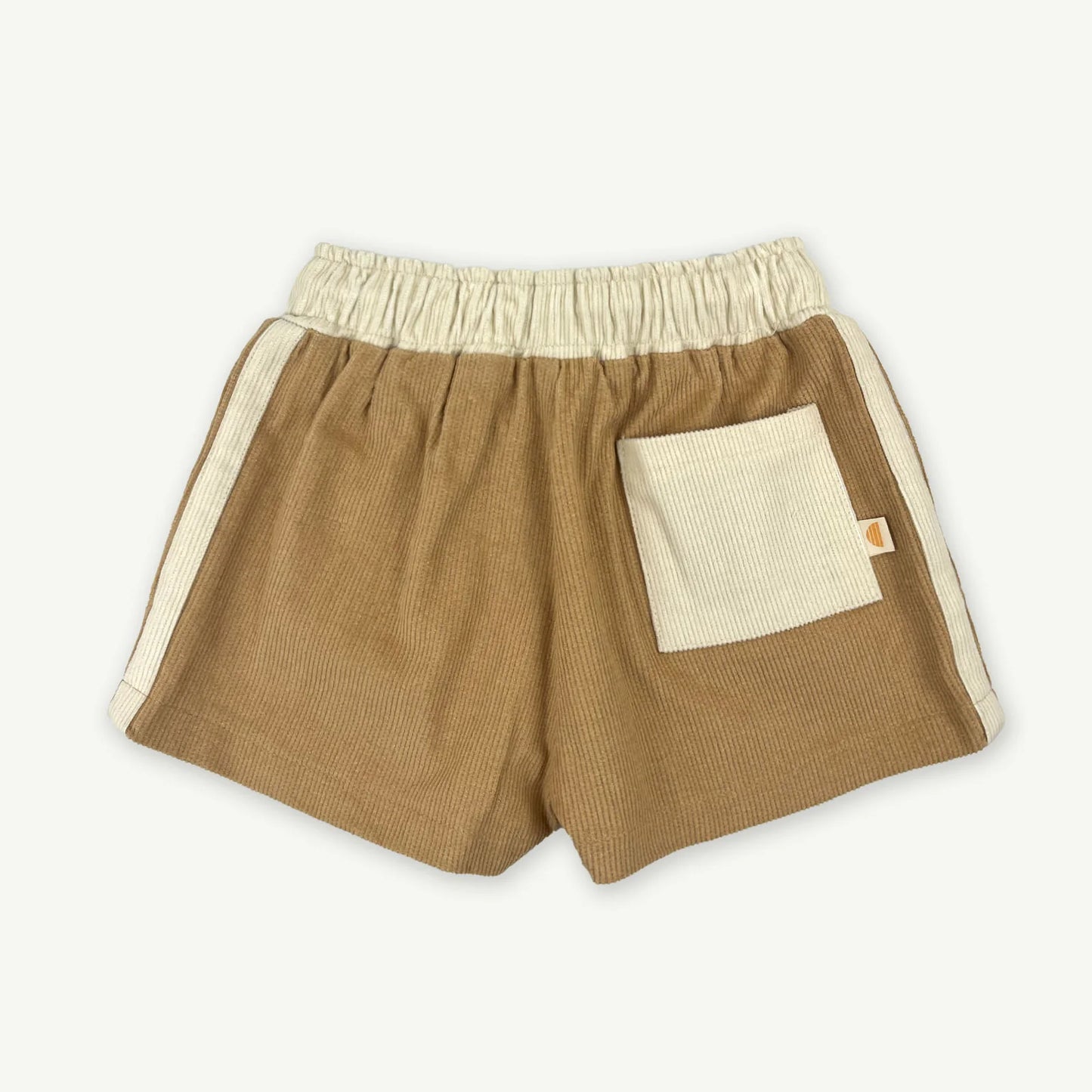 Side Stripe Kids Cord Shorts Camel