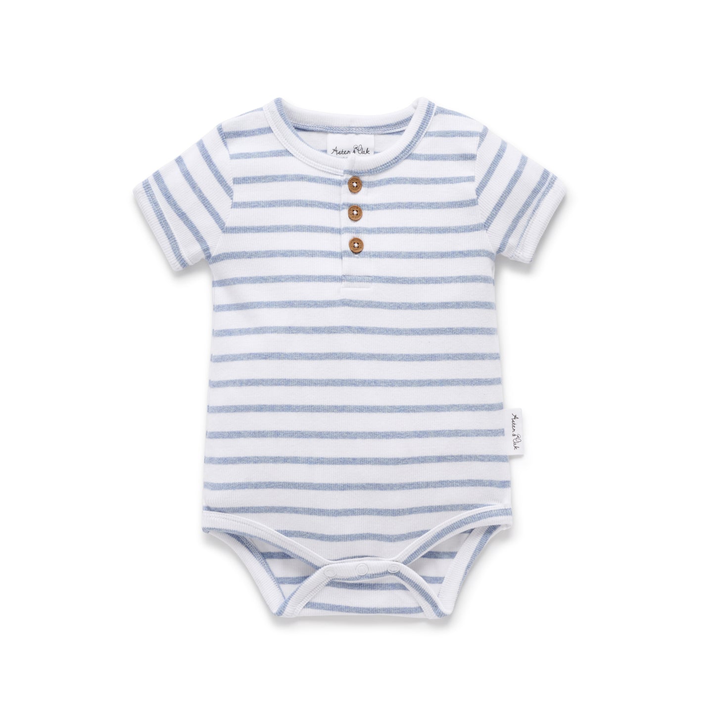 Blue Stripe Rib Henley Onesie