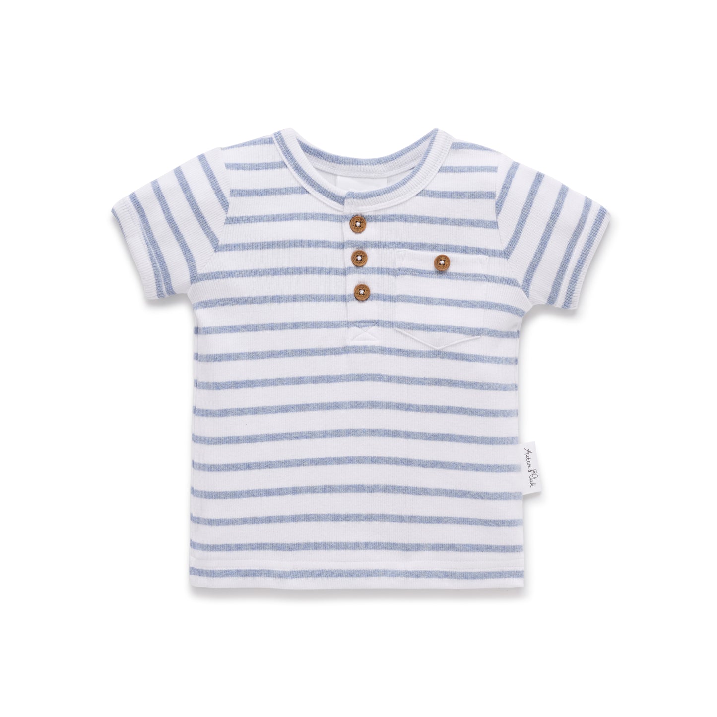 Blue Stripe Rib Henley Top