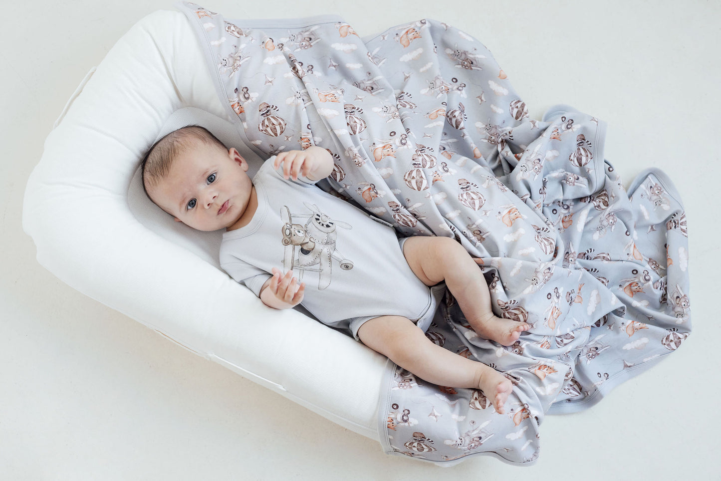 Flying Oli Bear Print Onesie