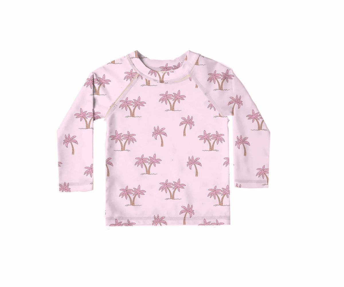 Swim Rashie Long Sleeve Pink Palms