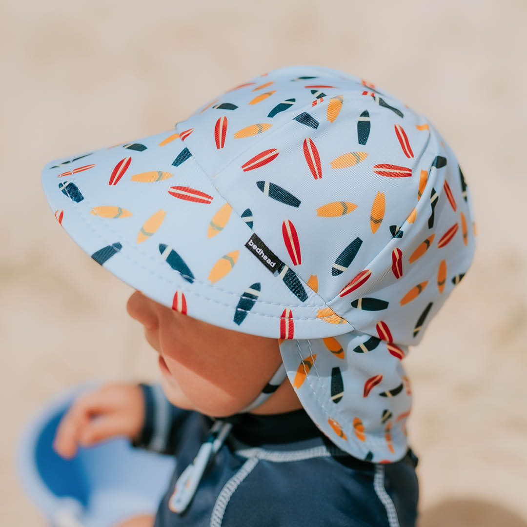 Kids Swim Legionnaire Flap Beach Hat - Surfboard