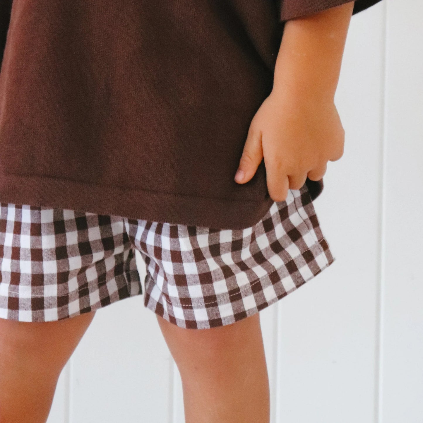 Kids Cocoa Gingham Shorts