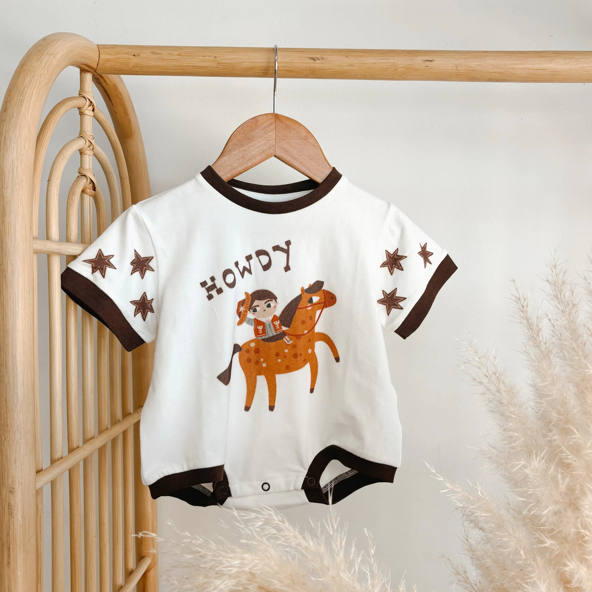 'Howdy' Slouch Romper - Milk