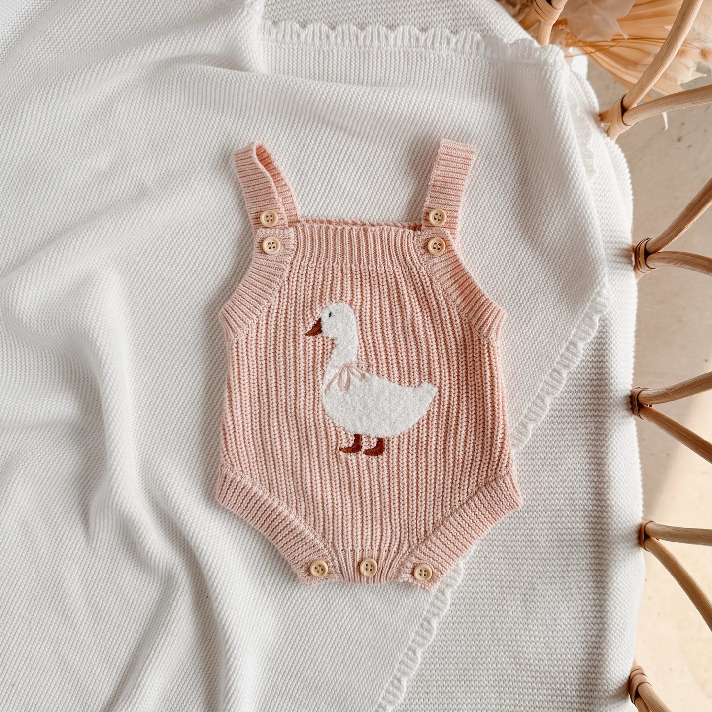 Goose Singlet Knit Romper - Pink Lemonade