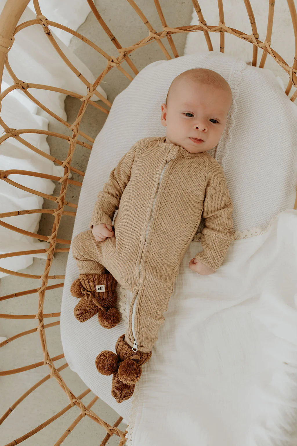 Fawn Waffle Zipsuit