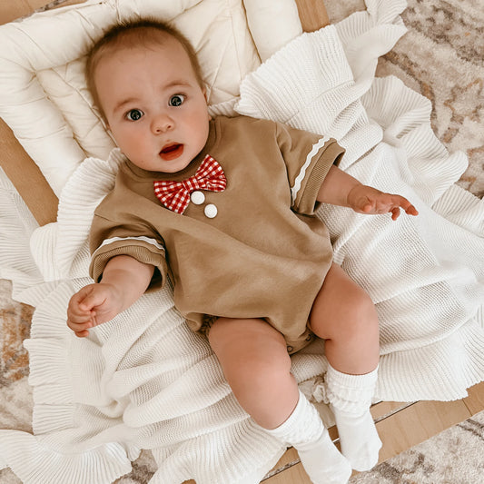 PREORDER Gingerbread Short Sleeve Bubble Romper