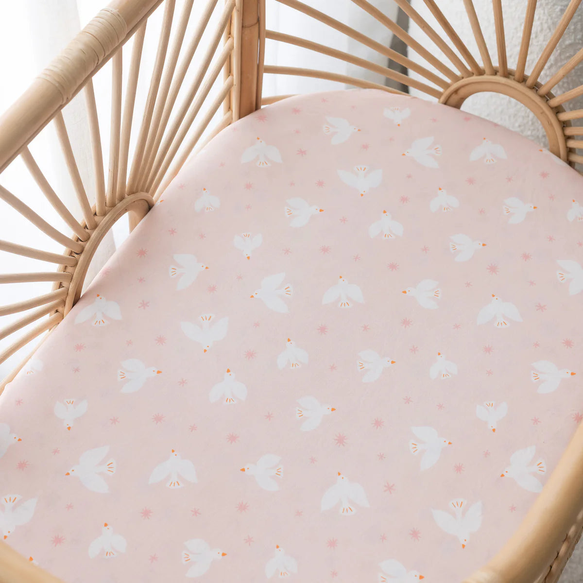 Pink Doves Organic Fitted Cot Sheet