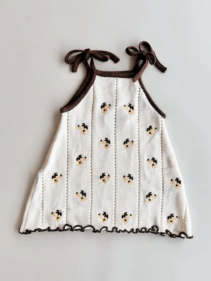 Bloom Pointelle Tie Dress | Chocolate