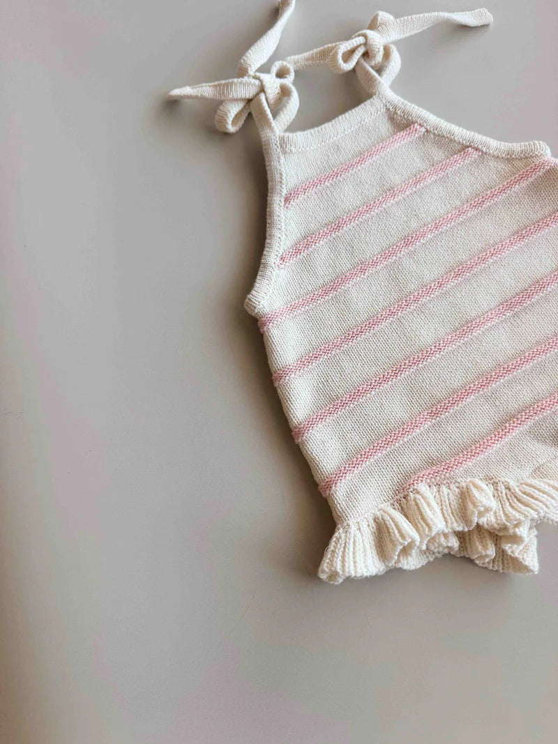 Raised Stripe Tie Romper | Sweetpea