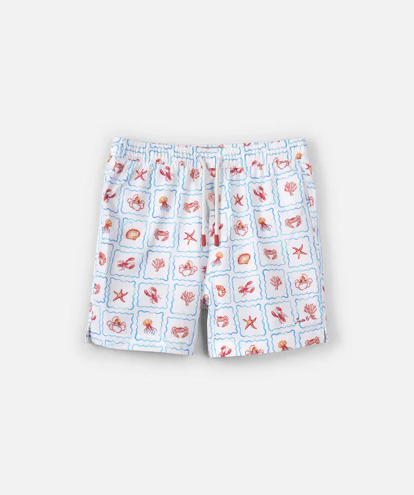 The Positano Swim Trunk Off White Orange