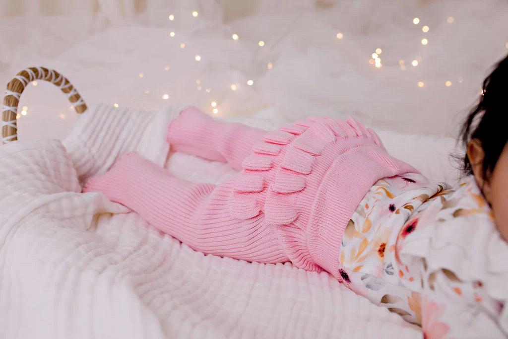 Frilly Ribbed Leggings Blush