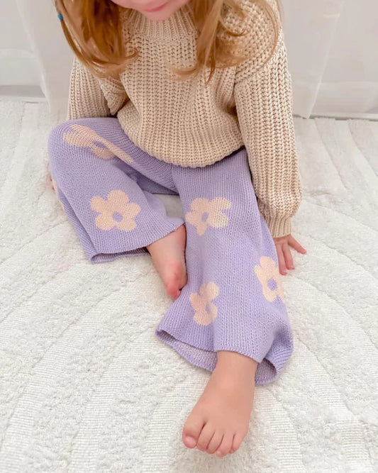 Darling Adeline - Knit Cropped Pants Lilac Posy