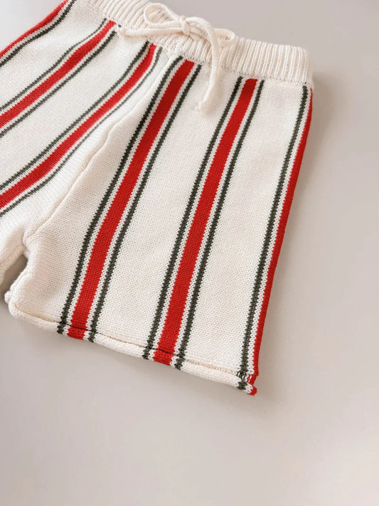 Retro Stripe Cotton Shorts