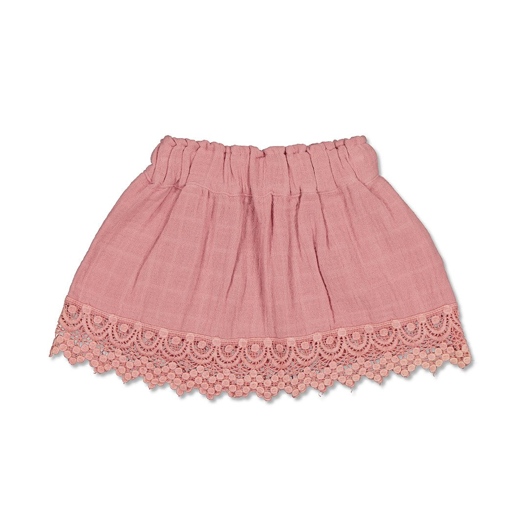 Burrow & Be - Evie Skirt - Rose Tan with Lace