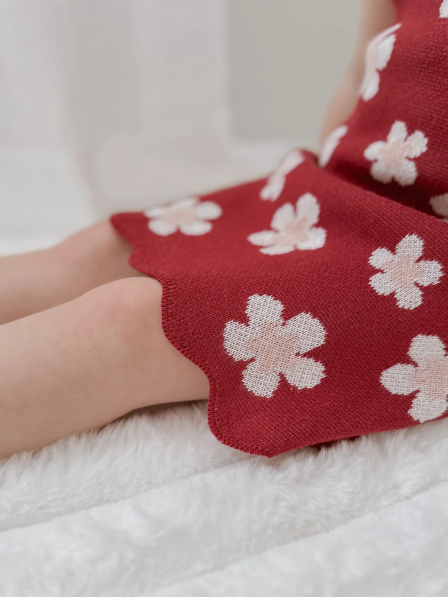 Red Posy Shoulder Tie Knit Dress