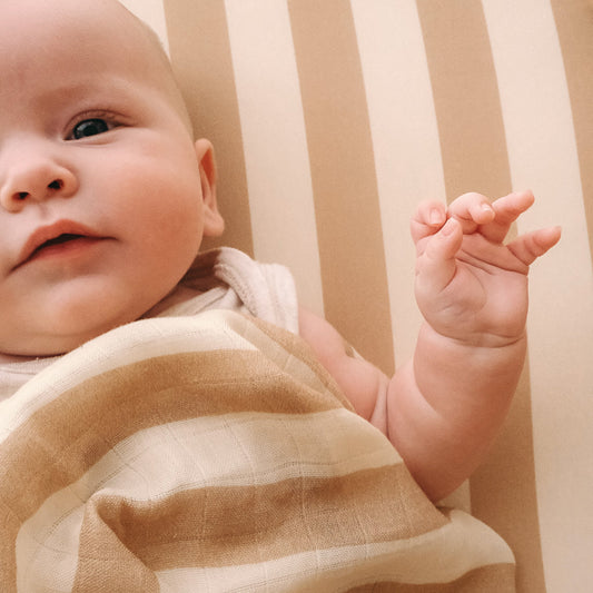 Cloud Stripe Organic Fitted Cot Sheet
