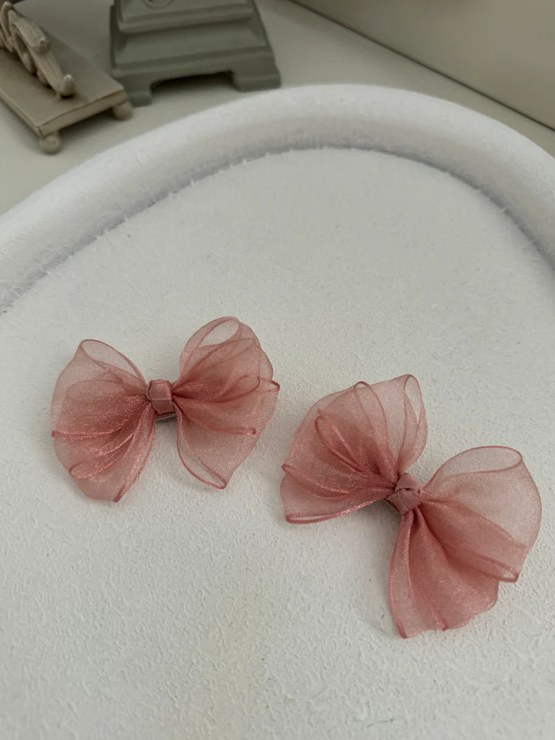 Dusty Pink Pigtail Bows