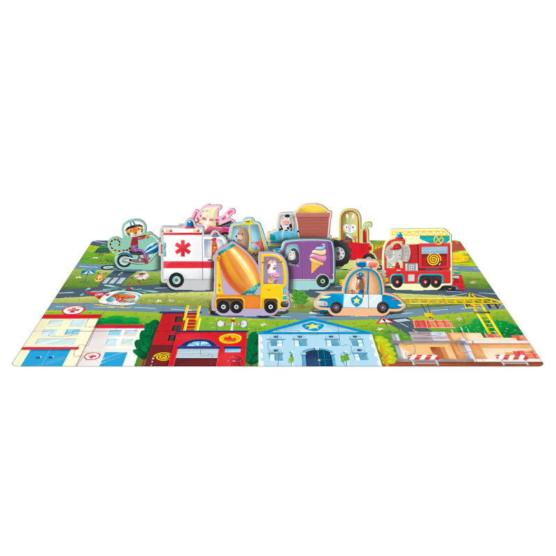 3D Puzzle and Book Set Learn Shapes Vehicles 40 Pcs