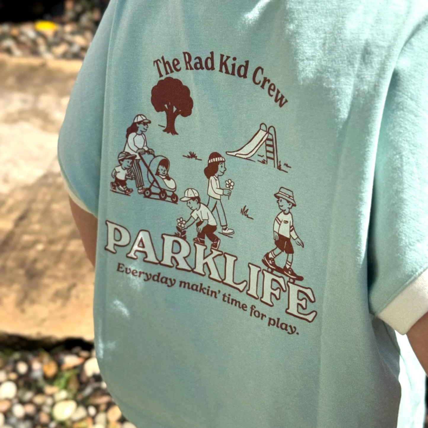 Rad Kid Park Crew Organic Cotton Tee Teal
