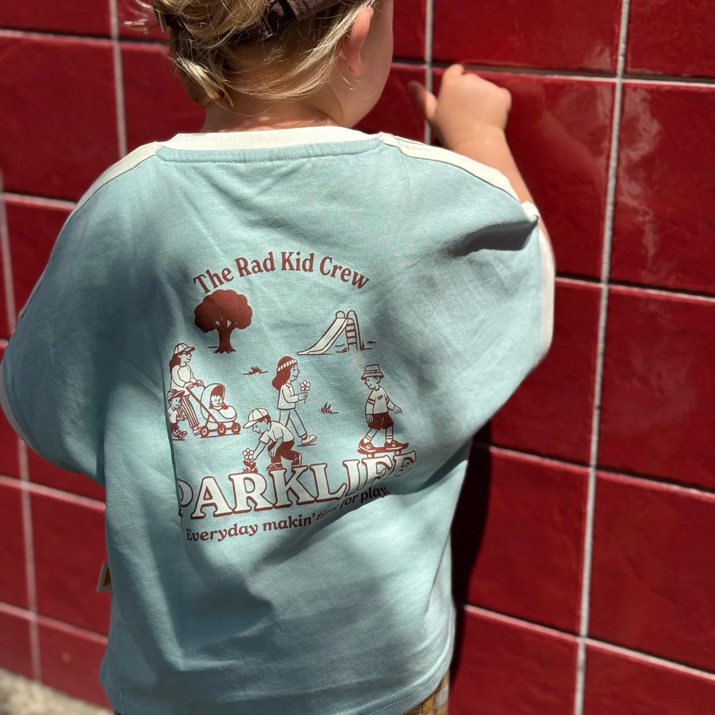 Rad Kid Park Crew Organic Cotton Tee Teal