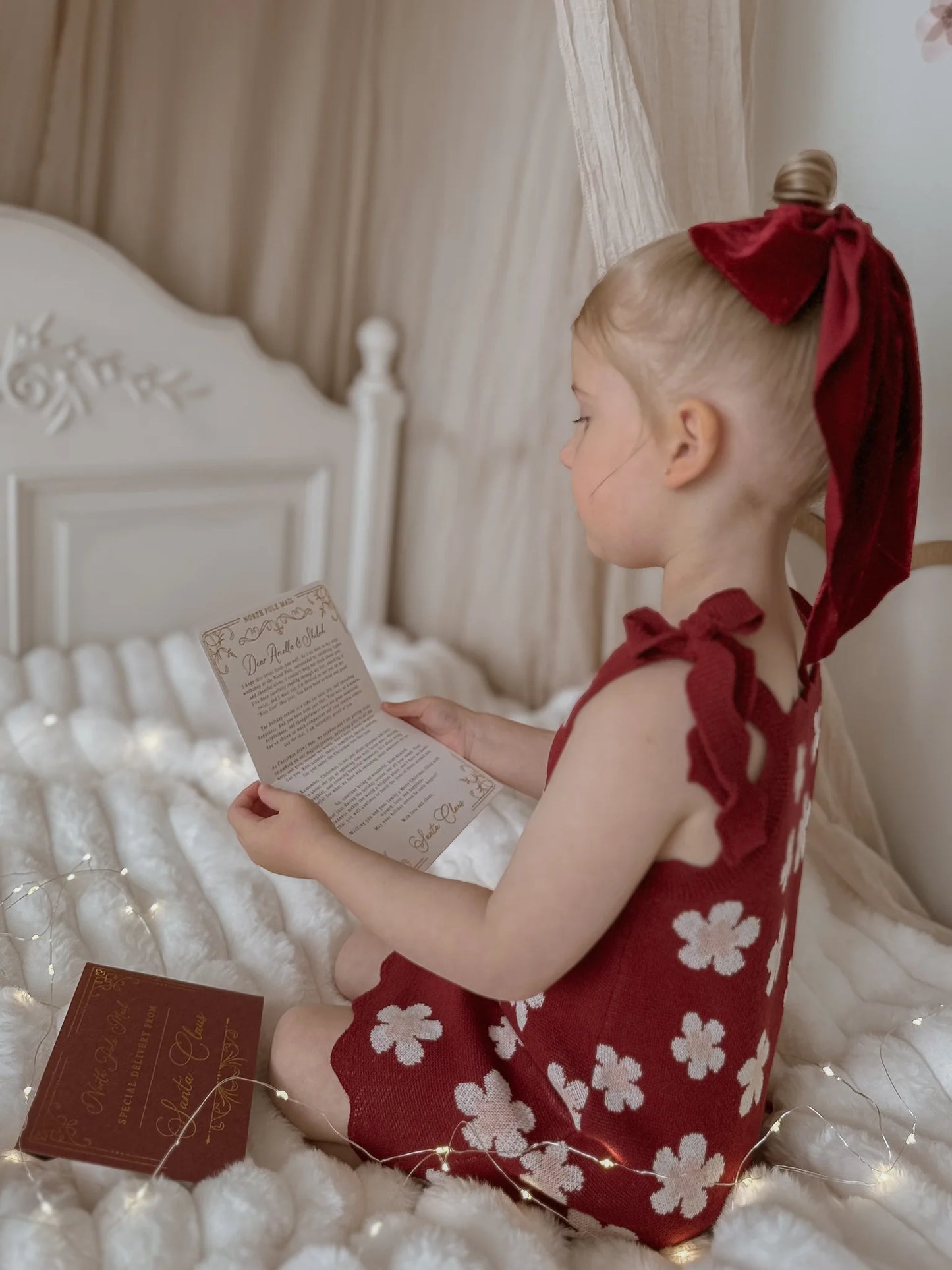 Red Posy Shoulder Tie Knit Dress