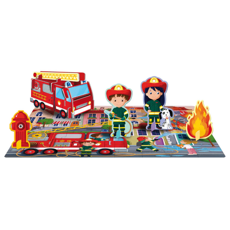 3D Puzzle & Book Set Learn Shapes Firefighters