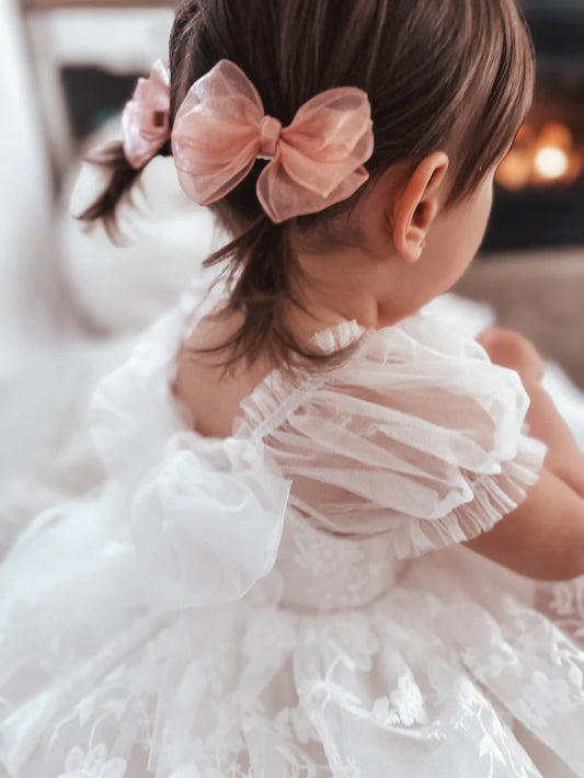 Dusty Pink Pigtail Bows