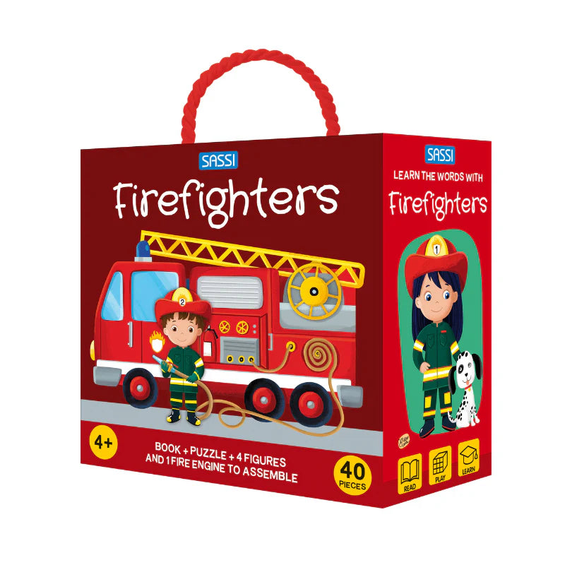 3D Puzzle & Book Set Learn Shapes Firefighters