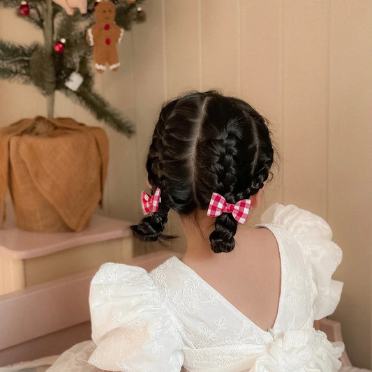 Petite Pigtail Set Christmas Gingham