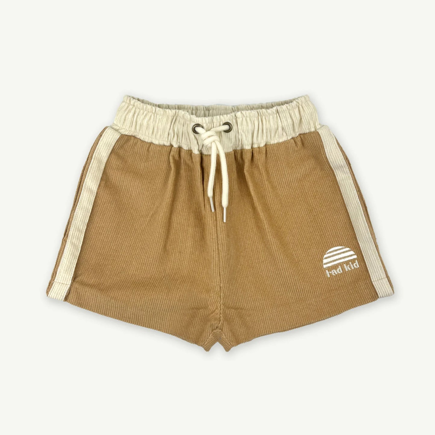 Side Stripe Kids Cord Shorts Camel