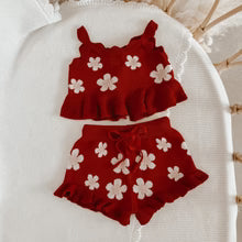 Red Posy Knit Tie Set
