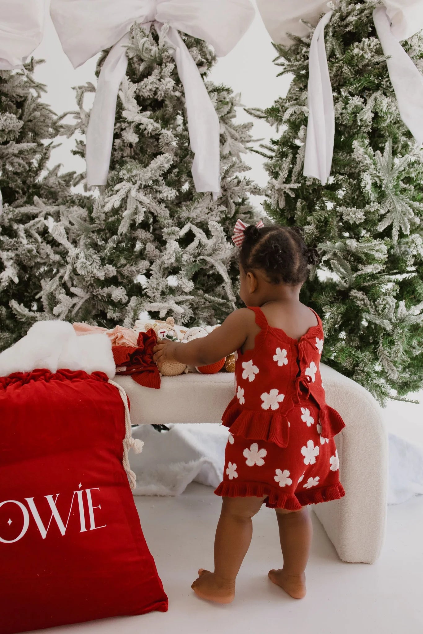 Red Posy Knit Tie Set