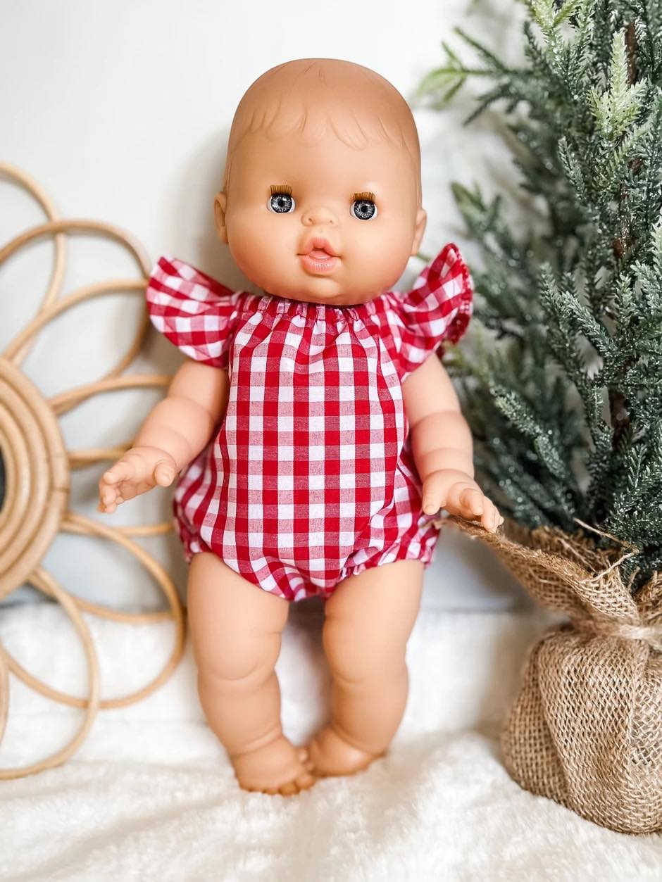 Doll - Red Gingham Romper