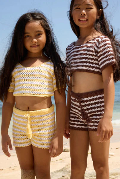 Crotchet Stripe Sets Yellow/White