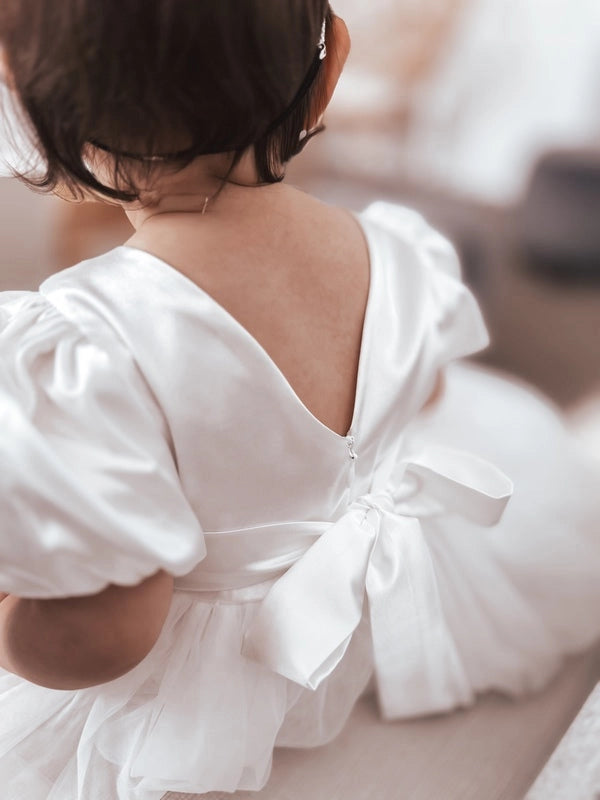 A Little Lacey - Bella Puff Sleeve Flower Girl Dress