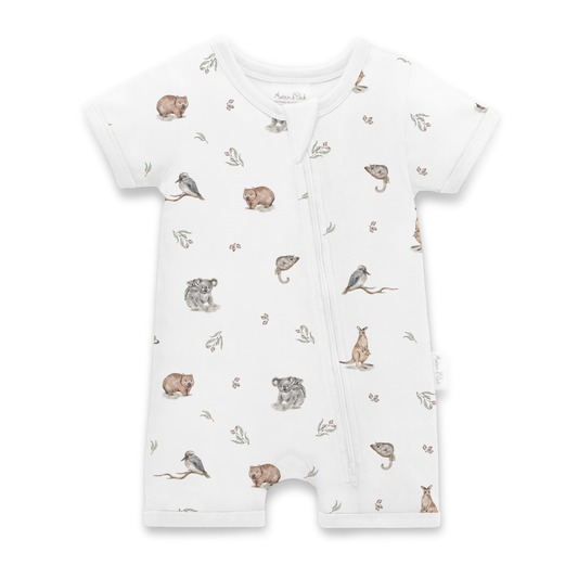 Native Animals SS Zip Romper