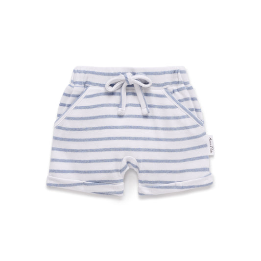 Blue Stripe Rib Shorts