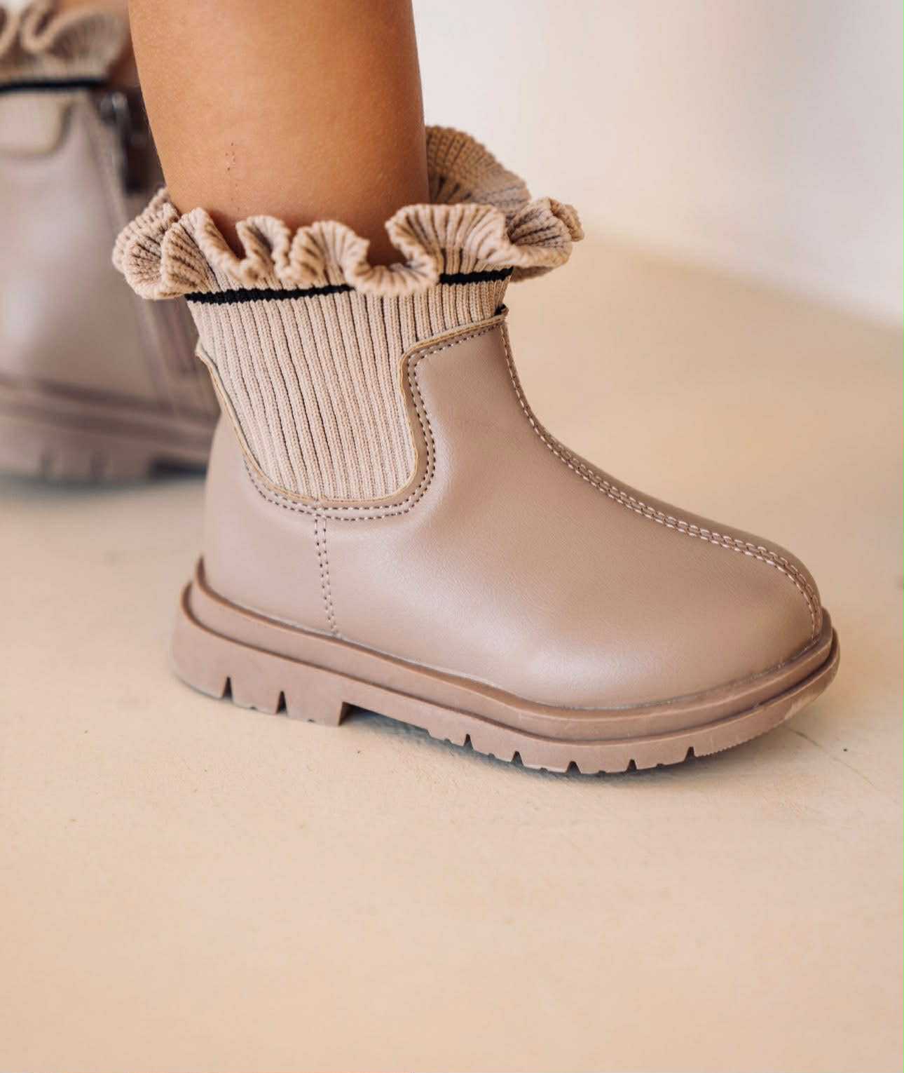 Beige Frill Boots