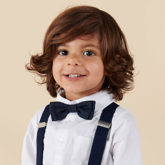 Designer Kidz Finley Linen Bow Tie Navy