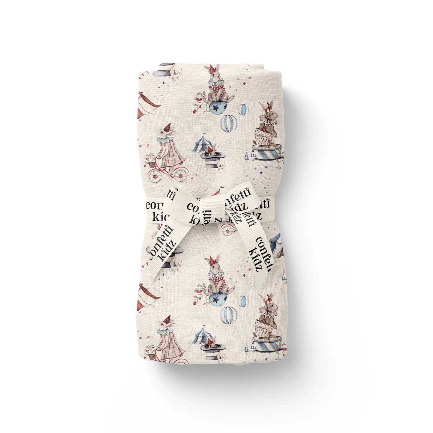 Organic Muslin Swaddle Circus Bunnies