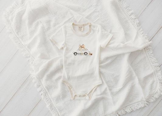 Sweet Child of Mine - Bodysuit - Eggnog Trim - Beetle Bow