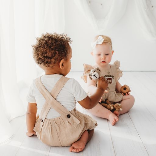 Sweet Child of Mine - Embroidered Oak Overalls - Cosy Fireplace