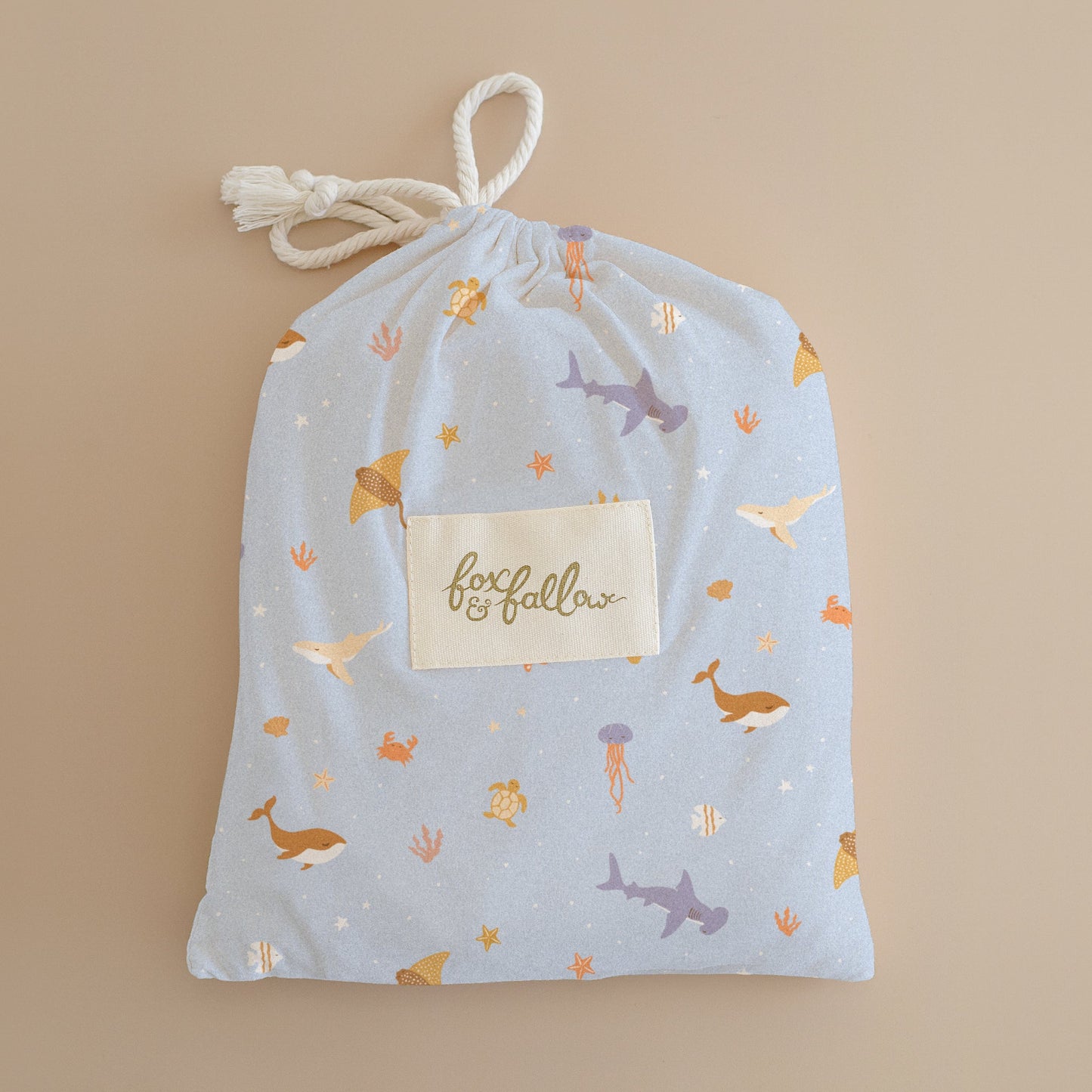 Fox & Fallow - Ocean Creatures Sky Organic Fitted Cot Sheet