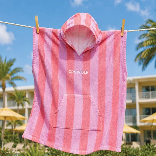 HOODED TOWEL Flamingo Stripe