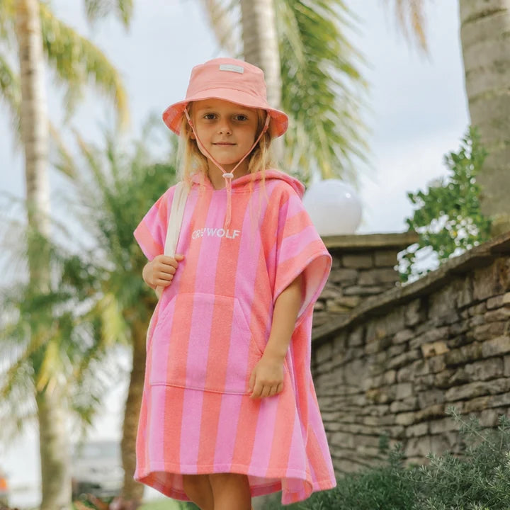 HOODED TOWEL Flamingo Stripe