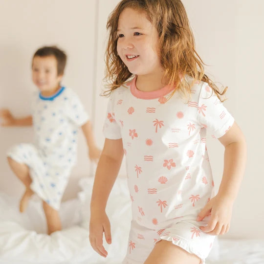 SHORT SLEEVE SLEEP SET Pink Holiday