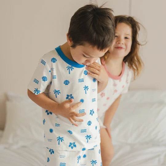 SHORT SLEEVE SLEEP SET Blue Holiday