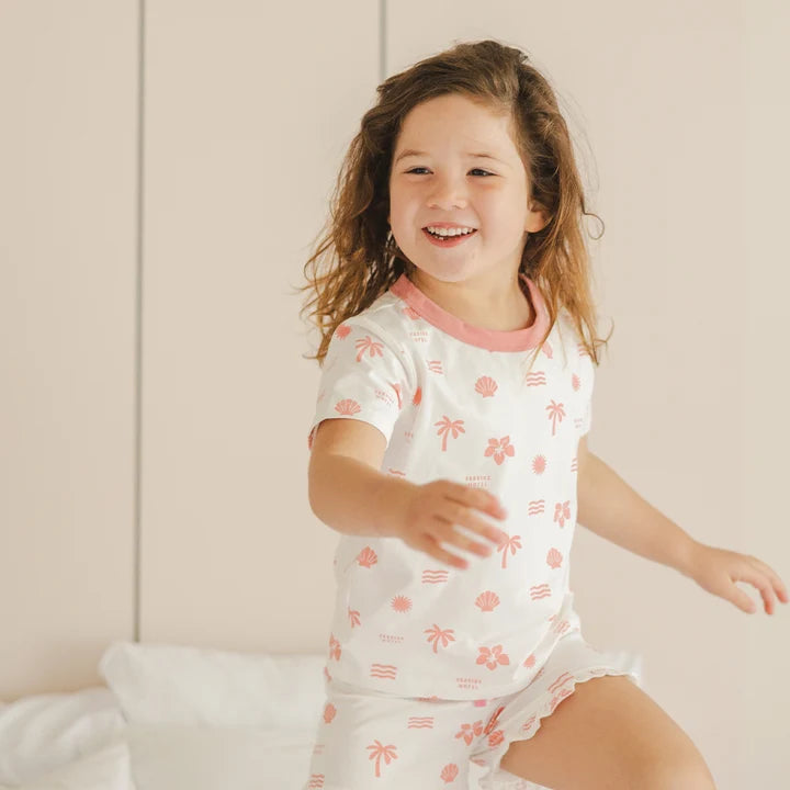 SHORT SLEEVE SLEEP SET Pink Holiday